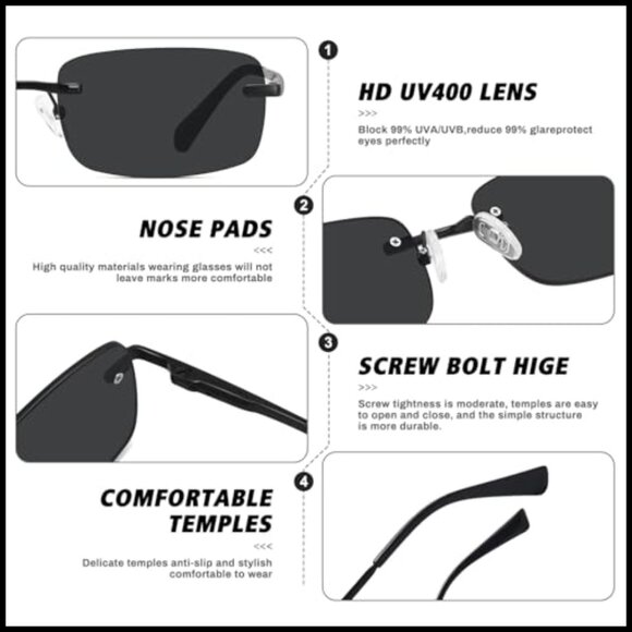 Retro Square Sunglasses Narrow Frame Spring Hinge UV Protection Trendy main image 3
